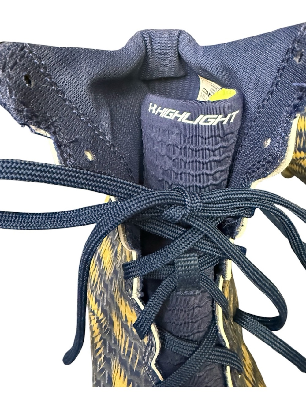 Under Armour Highlight men’s Navy and Gold High-Top Football Cleats. Size 13 - Picture 7 of 10